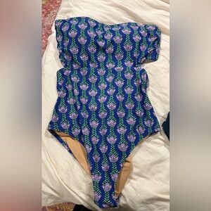 J. Crew Blue and Purple Floral Swimsuit